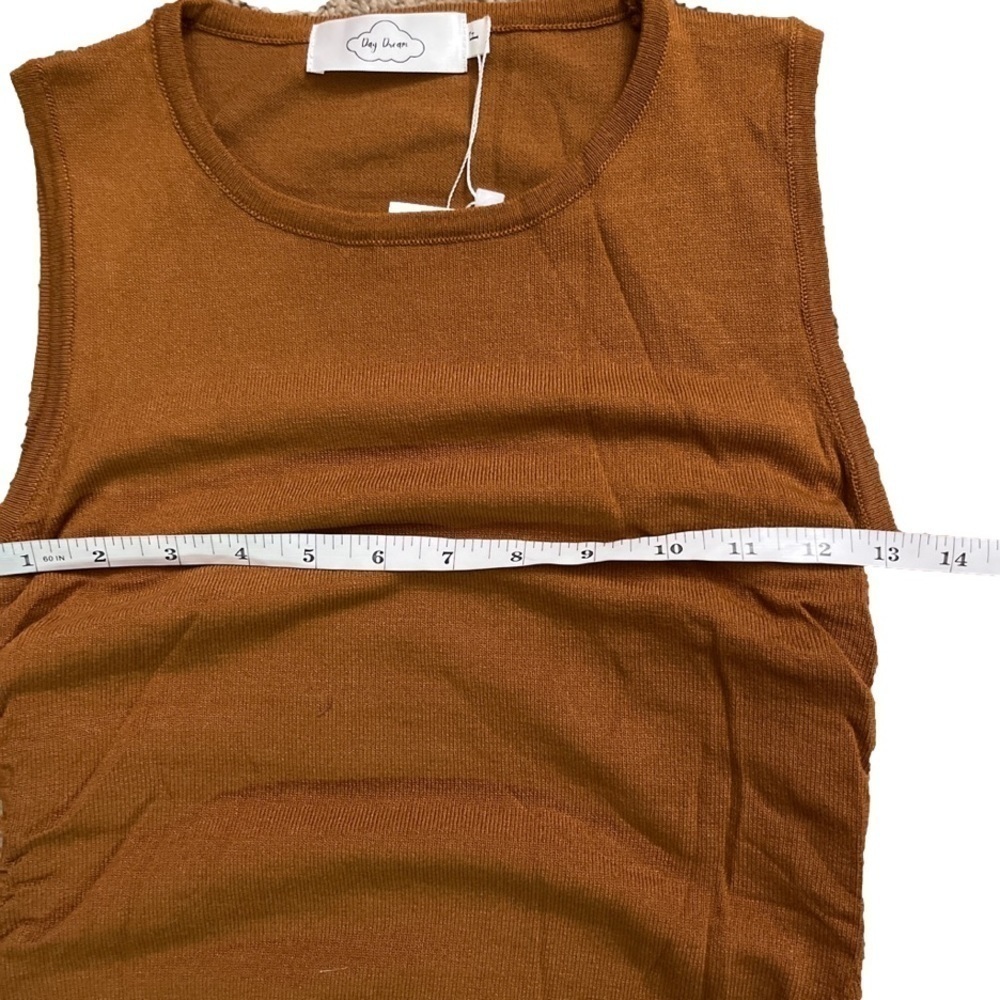 New Cognac Dress with Ruched Sides will fit Size Small to Large - Picture 2 of 4